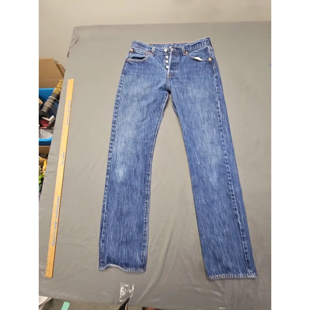 2-Levi's 501 Jeans Mens 32x34 (32x32) Blue Denim Straight Leg Button Fly Outdoor
